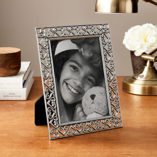 Expressions™ Pewter Hearts Jeweled Frame by Studio Décor
